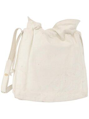 Authentic LOEWE Shoulder Bag Leather White Gold